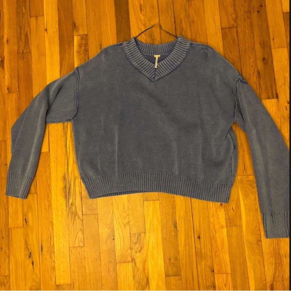 free people Blue high street pullover size L - Picture 4 of 5